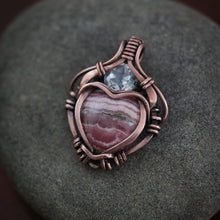 Load image into Gallery viewer, Rhodochrosite Heart with Faceted Quartz