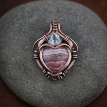 Load image into Gallery viewer, Rhodochrosite Heart with Faceted Quartz