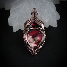 Load image into Gallery viewer, Dahlia Rose with Faceted Rhodolite Garnet
