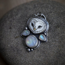 Load image into Gallery viewer, Porcelain Snow Owl head  with Moonstones
