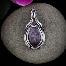 Load image into Gallery viewer, Gemmy  Lepidolite Mica with Faceted Rhodolite Garnet
