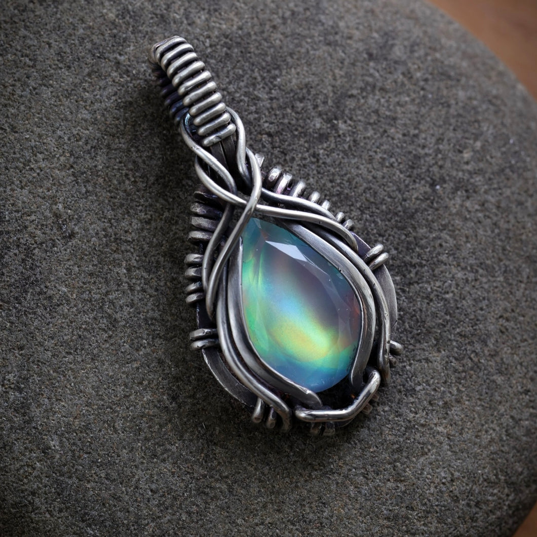Aurora Opal and Quartz doublet