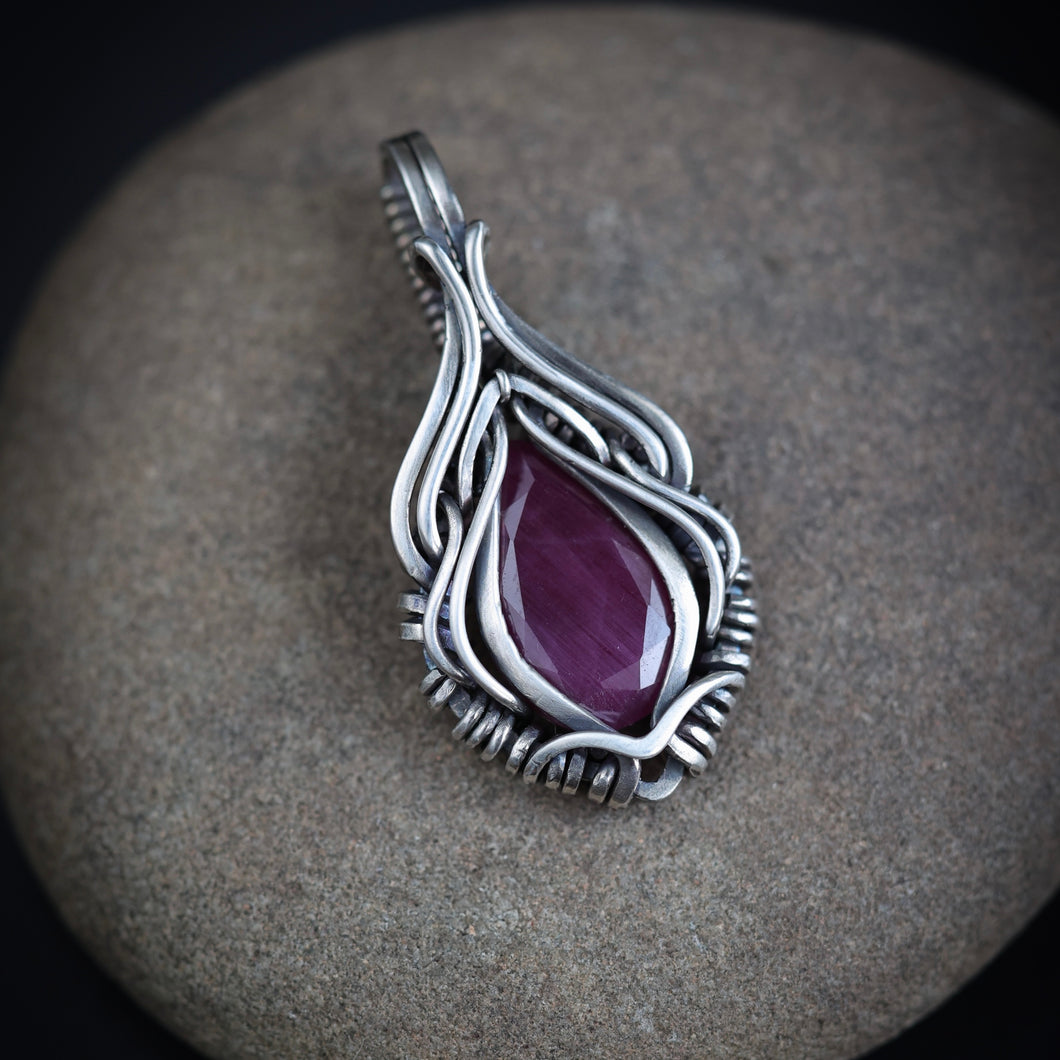 Faceted Ruby in Sterling