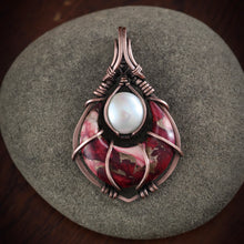 Load image into Gallery viewer, Dahlia Rose and bronze composite with fresh water Pearl

