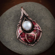 Load image into Gallery viewer, Dahlia Rose and bronze composite with fresh water Pearl
