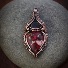 Load image into Gallery viewer, Dahlia Rose with faceted Garnet and Garnet beads
