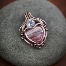 Load image into Gallery viewer, Rhodochrosite Heart with Faceted Quartz
