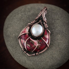 Load image into Gallery viewer, Dahlia Rose and bronze composite with fresh water Pearl
