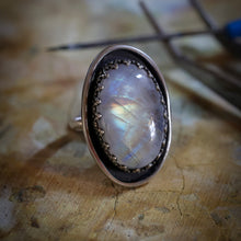 Load image into Gallery viewer, Rainbow Moonstone Ring  (size 8)
