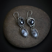 Load image into Gallery viewer, Hematite with Dendritic Agate Earrings
