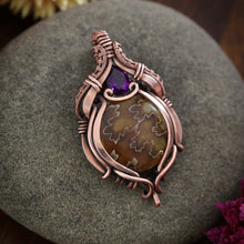 Load image into Gallery viewer, Sutured Ammonite with Faceted Amethyst
