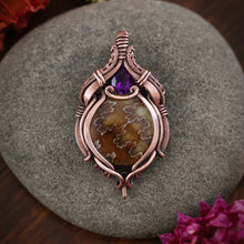 Load image into Gallery viewer, Sutured Ammonite with Faceted Amethyst
