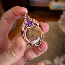 Load and play video in Gallery viewer, Sutured Ammonite with Faceted Amethyst
